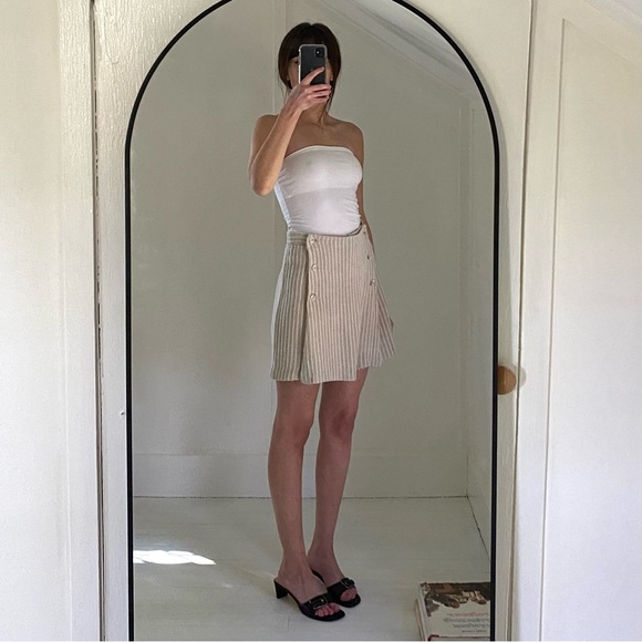 Moda Int’l Pants - Moda Int’l Vintage 90s Linen Knit Sailor Button Skort